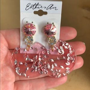 Pink Swarovski Crystal Tortoise Shell Earrings
